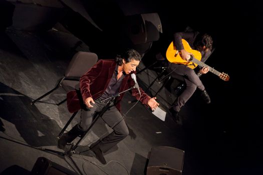 CADIZ, SPAIN - NOV 25: Juan Valderrama performing on the concert  of the IX Festival os spanish music on November 24, 2011, in the Gran Teatro Falla, Cadiz, Spain