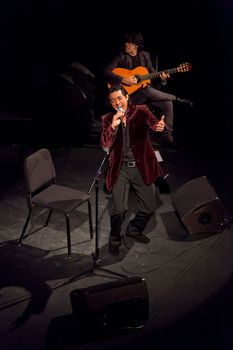 CADIZ, SPAIN - NOV 25: Juan Valderrama performing on the concert  of the IX Festival os spanish music on November 24, 2011, in the Gran Teatro Falla, Cadiz, Spain