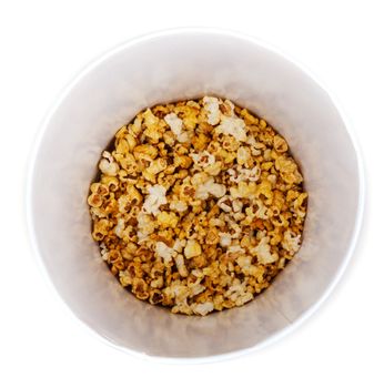 PopCorn in pail on insulated white background