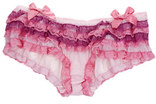 Light feminine panties with black point on white background