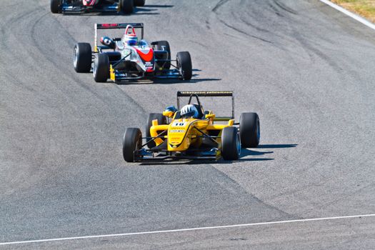 JEREZ DE LA FRONTERA, SPAIN - OCT 16: Alex Fontana (10)  followed by David Fumanelli (6) races on European F3 championship on October 16 , 2011, in Jerez de la Frontera , Spain