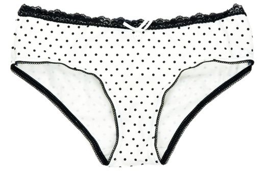 Light feminine panties with black point on white background