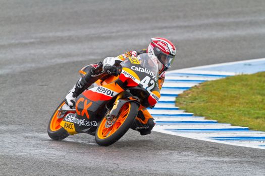 JEREZ DE LA FRONTERA, SPAIN - NOV 20: 125cc motorcyclist Alex Rins takes a curve in the CEV Championship race on November 20, 2011 in Jerez de la Frontera, Spain.