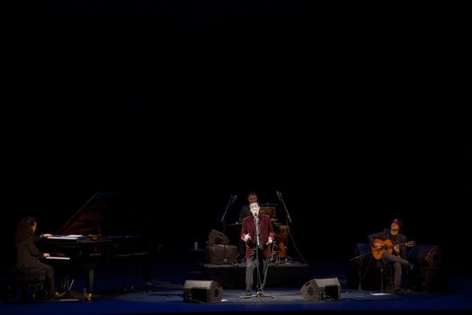 CADIZ, SPAIN - NOV 25: Juan Valderrama performing on the concert  of the IX Festival os spanish music on November 24, 2011, in the Gran Teatro Falla, Cadiz, Spain