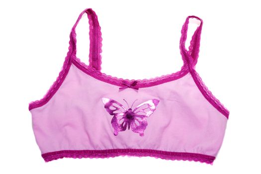 Bra with pattern butterfly on white background