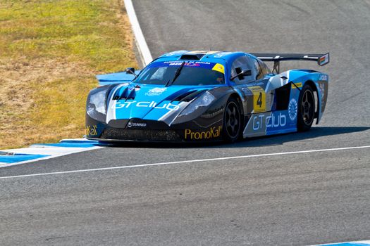 JEREZ DE LA FRONTERA, SPAIN - OCT 16: Ferran Monje of SUNRED races on Iber GT championship on October 16 , 2011, in Jerez de la Frontera , Spain