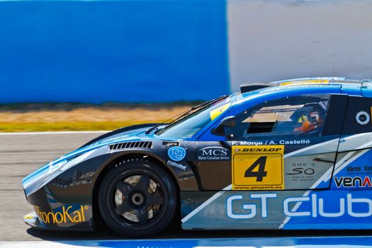JEREZ DE LA FRONTERA, SPAIN - OCT 16: Ferran Monje of SUNRED races on Iber GT championship on October 16 , 2011, in Jerez de la Frontera , Spain