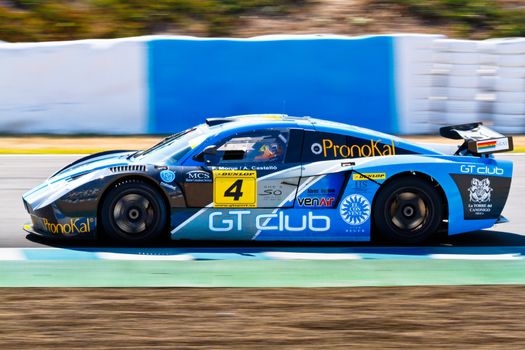 JEREZ DE LA FRONTERA, SPAIN - OCT 16: Ferran Monje of SUNRED races on Iber GT championship on October 16 , 2011, in Jerez de la Frontera , Spain