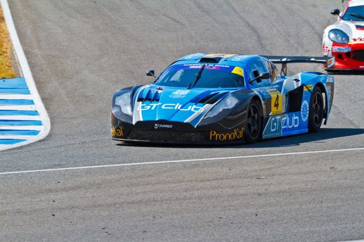 JEREZ DE LA FRONTERA, SPAIN - OCT 16: Ferran Monje of SUNRED races on Iber GT championship on October 16 , 2011, in Jerez de la Frontera , Spain