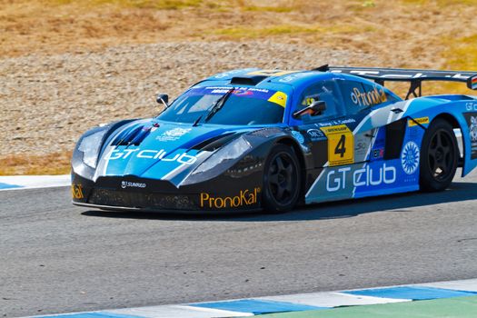 JEREZ DE LA FRONTERA, SPAIN - OCT 16: Ferran Monje of SUNRED races on Iber GT championship on October 16 , 2011, in Jerez de la Frontera , Spain