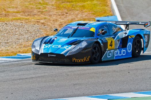 JEREZ DE LA FRONTERA, SPAIN - OCT 16: Ferran Monje of SUNRED races on Iber GT championship on October 16 , 2011, in Jerez de la Frontera , Spain