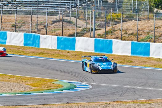 JEREZ DE LA FRONTERA, SPAIN - OCT 16: Ferran Monje of SUNRED races on Iber GT championship on October 16 , 2011, in Jerez de la Frontera , Spain