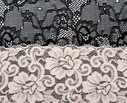 Black and beige lace with pattern flower by background