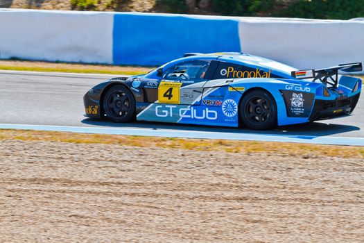 JEREZ DE LA FRONTERA, SPAIN - OCT 16: Ferran Monje of SUNRED races on Iber GT championship on October 16 , 2011, in Jerez de la Frontera , Spain