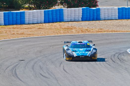 JEREZ DE LA FRONTERA, SPAIN - OCT 16: Ferran Monje of SUNRED races on Iber GT championship on October 16 , 2011, in Jerez de la Frontera , Spain