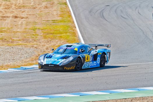 JEREZ DE LA FRONTERA, SPAIN - OCT 16: Ferran Monje of SUNRED races on Iber GT championship on October 16 , 2011, in Jerez de la Frontera , Spain