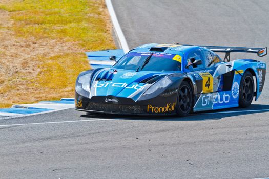 JEREZ DE LA FRONTERA, SPAIN - OCT 16: Ferran Monje of SUNRED races on Iber GT championship on October 16 , 2011, in Jerez de la Frontera , Spain