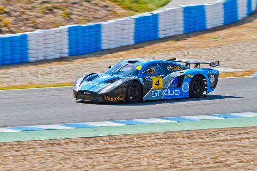 JEREZ DE LA FRONTERA, SPAIN - OCT 16: Ferran Monje of SUNRED races on Iber GT championship on October 16 , 2011, in Jerez de la Frontera , Spain