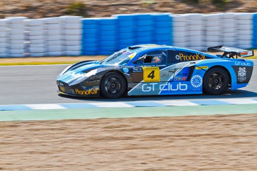 JEREZ DE LA FRONTERA, SPAIN - OCT 16: Ferran Monje of SUNRED races on Iber GT championship on October 16 , 2011, in Jerez de la Frontera , Spain