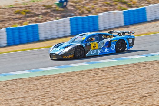 JEREZ DE LA FRONTERA, SPAIN - OCT 16: Ferran Monje of SUNRED races on Iber GT championship on October 16 , 2011, in Jerez de la Frontera , Spain