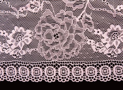 Rose lace with pattern in the manner of flower on black background