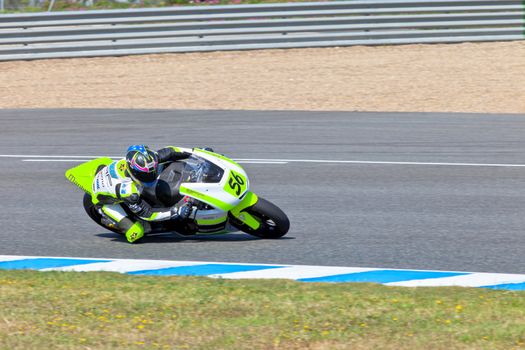 JEREZ DE LA FRONTERA, SPAIN - APR 16: Moto2 motorcyclist Blake Leigh-Smith takes a curve in the CEV Championship race on April 16, 2011 in Jerez de la Frontera, Spain.