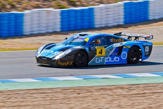 JEREZ DE LA FRONTERA, SPAIN - OCT 16: Ferran Monje of SUNRED races on Iber GT championship on October 16 , 2011, in Jerez de la Frontera , Spain