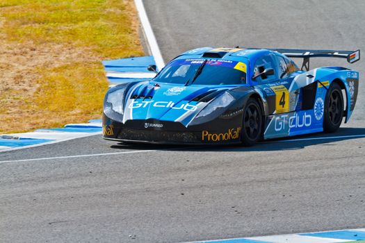 JEREZ DE LA FRONTERA, SPAIN - OCT 16: Ferran Monje of SUNRED races on Iber GT championship on October 16 , 2011, in Jerez de la Frontera , Spain
