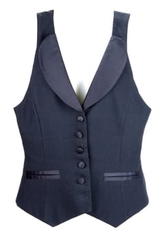 Black vest with button insulated on white background