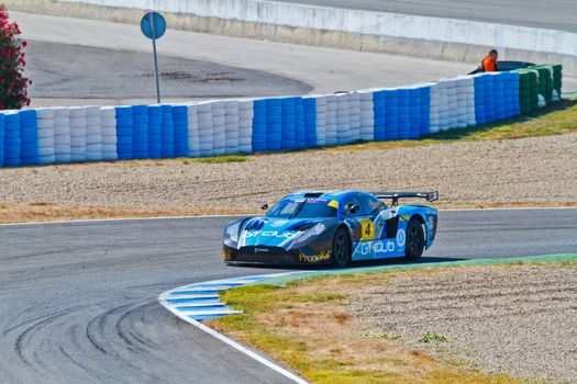 JEREZ DE LA FRONTERA, SPAIN - OCT 16: Ferran Monje of SUNRED races on Iber GT championship on October 16 , 2011, in Jerez de la Frontera , Spain