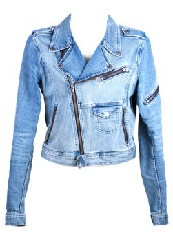 Jeans jacket in zipper insulated on white background