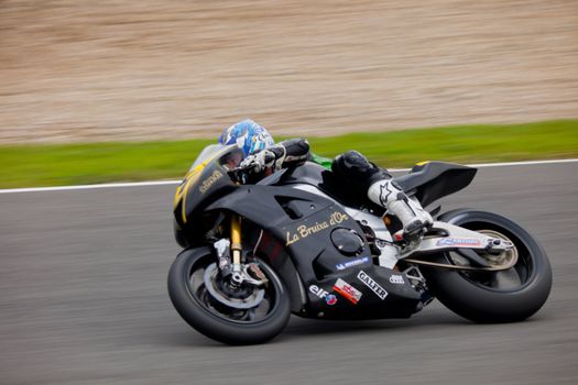 JEREZ DE LA FRONTERA, SPAIN - NOV 20: MOTO2 motorcyclist Francisco Alviz takes a curve in the CEV championship on Nov 20, 2010, in Jerez de la Frontera, Spain