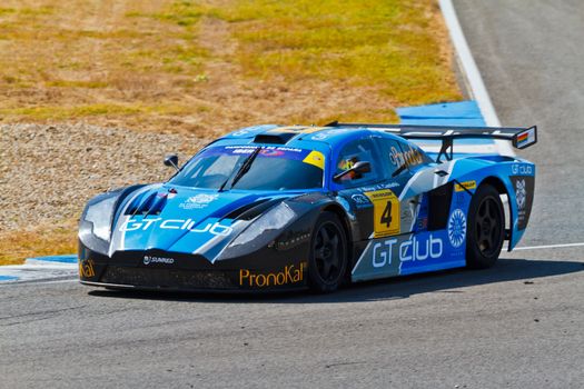 JEREZ DE LA FRONTERA, SPAIN - OCT 16: Ferran Monje of SUNRED races on Iber GT championship on October 16 , 2011, in Jerez de la Frontera , Spain