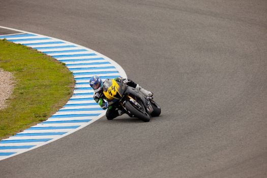 JEREZ DE LA FRONTERA, SPAIN - NOV 20: MOTO2 motorcyclist Francisco Alviz takes a curve in the CEV championship on Nov 20, 2010, in Jerez de la Frontera, Spain