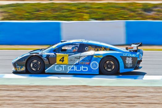 JEREZ DE LA FRONTERA, SPAIN - OCT 16: Ferran Monje of SUNRED races on Iber GT championship on October 16 , 2011, in Jerez de la Frontera , Spain