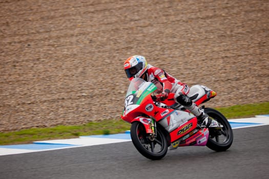 JEREZ DE LA FRONTERA, SPAIN - NOV 20: 125cc motorcyclist Toshimitsu Gondo races in the CEV championship on Nov 20, 2010, in Jerez de la Frontera, Spain