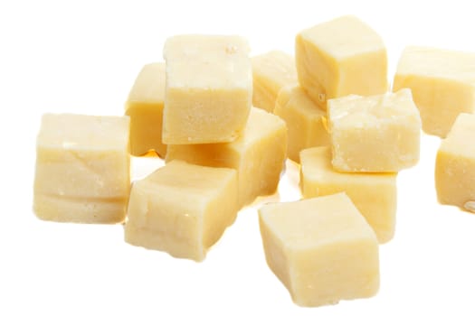 Italian square cheese insulated on white background
