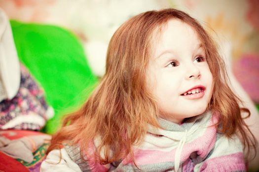 portrait of a happy little girl  indoor