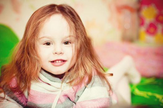 portrait of a happy little girl  indoor