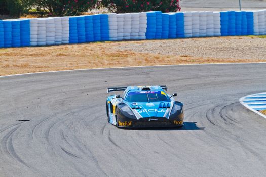 JEREZ DE LA FRONTERA, SPAIN - OCT 16: Ferran Monje of SUNRED races on Iber GT championship on October 16 , 2011, in Jerez de la Frontera , Spain