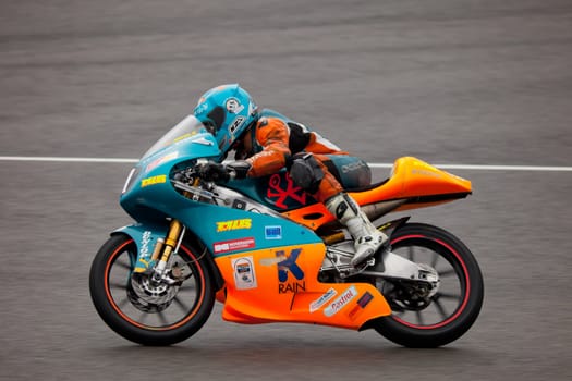 JEREZ DE LA FRONTERA, SPAIN - NOV 20: 125cc motorcyclist Jorge Navarro races in the CEV championship on Nov 20, 2010, in Jerez de la Frontera, Spain