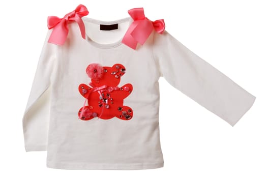 Blanching baby shirt with pattern red bear
