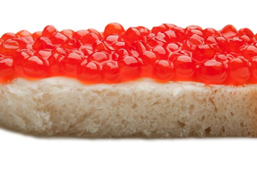 Seafood gourmet snack - red fish caviar on bread