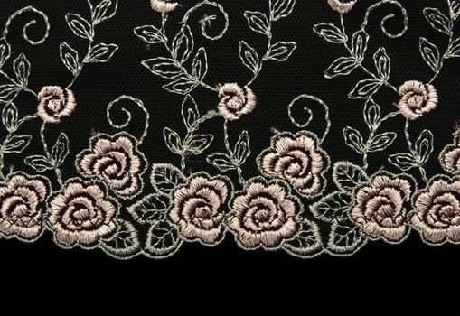 Rose lace with pattern in the manner of flower on black background
