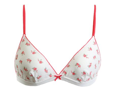 Light cotton bra insulated on white background