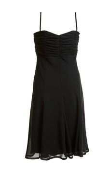 Black evening satin gown on white background