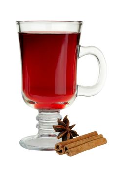 mulled wine with cinnamon and star anise