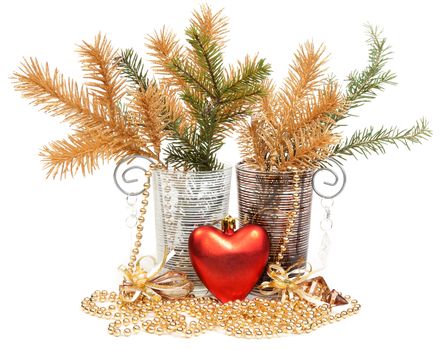 Christmas still life, two glasses of red heart