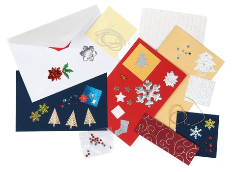 Kit scrapbooking with envelopes and colored cardboard