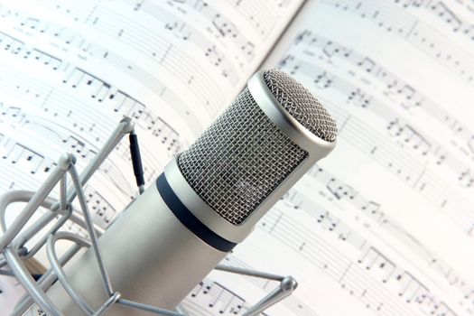 lyics background and music recording microphone studio tools